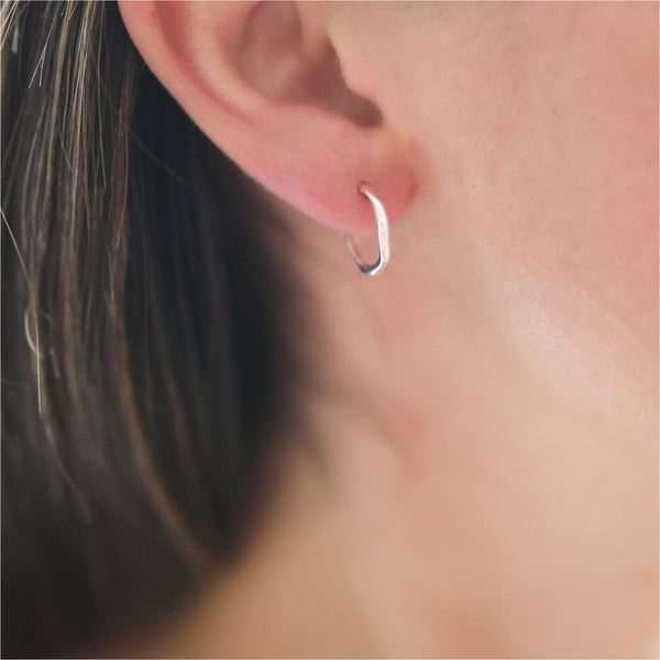 Earrings - Ronda Single Mini Piccolo Polished Sterling Silver Hoop Earring