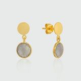 Salina Gold Vermeil Disc & Labradorite Earrings-Auree Jewellery