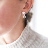 Salina Sterling Silver Disc & Blue Topaz Earrings-Auree Jewellery