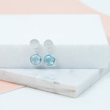 Salina Sterling Silver Disc & Blue Topaz Earrings-Auree Jewellery