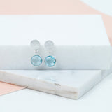 Earrings - Salina Sterling Silver Disc & Blue Topaz Earrings