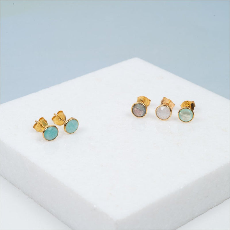 Savanne Gold Vermeil & Amazonite Stud Earrings-Auree Jewellery