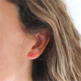 Earrings - Savanne Gold Vermeil & Fuchsia Pink Chalcedony Stud Earrings