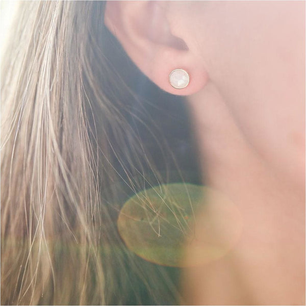 Earrings - Savanne Gold Vermeil & Moonstone Stud Earrings
