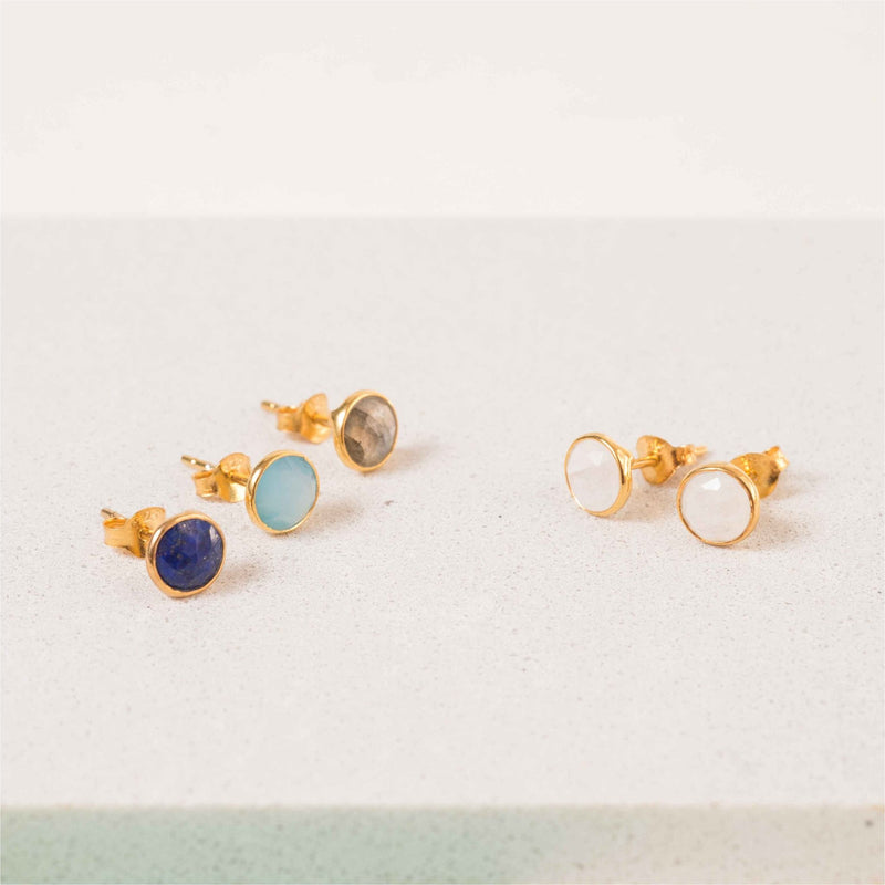 Savanne Gold Vermeil & Moonstone Stud Earrings-Auree Jewellery