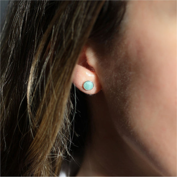 Savanne Sterling Silver & Amazonite Stud Earrings-Auree Jewellery