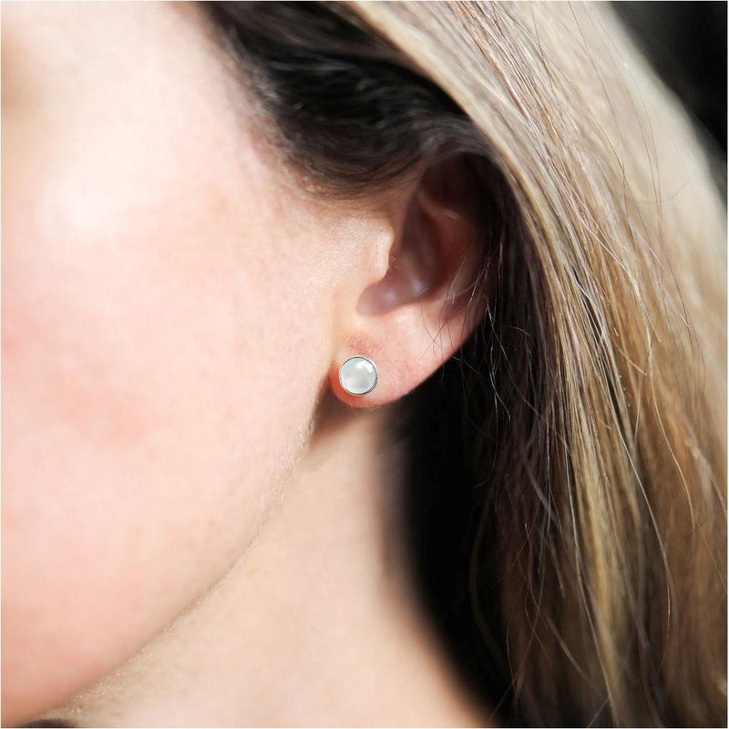 Earrings - Savanne Sterling Silver & Aqua Chalcedony Stud Earrings