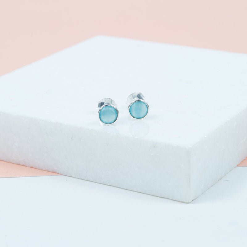 Savanne Sterling Silver & Blue Chalcedony Stud Earrings