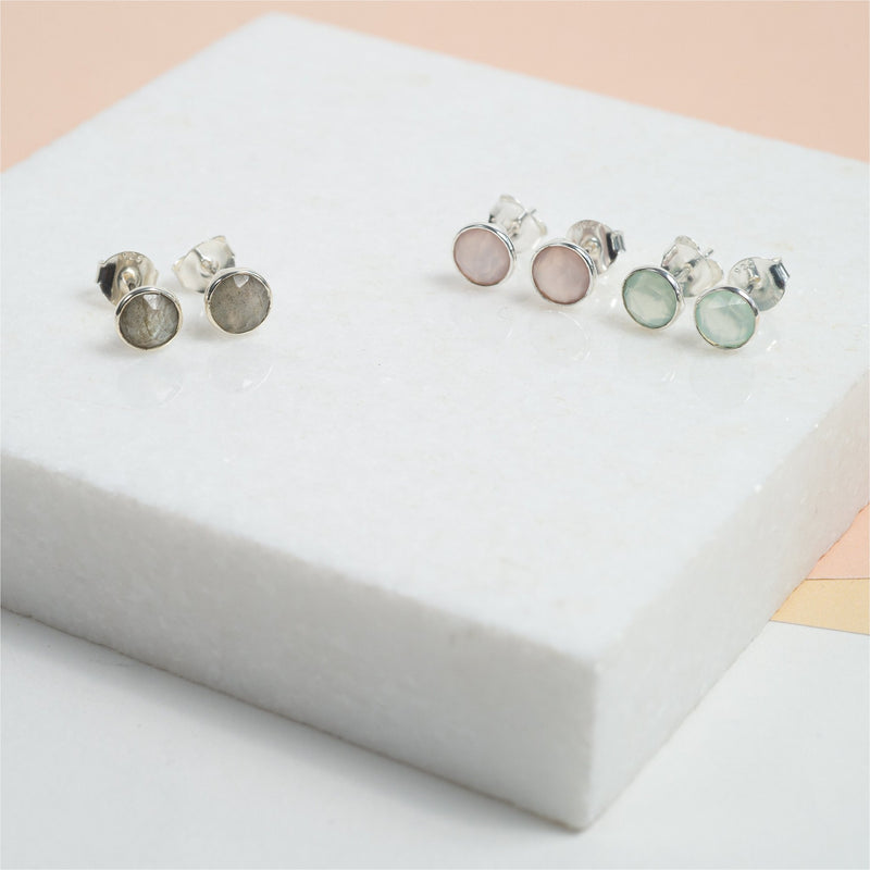 Savanne Sterling Silver & Labradorite Stud Earrings-Auree Jewellery