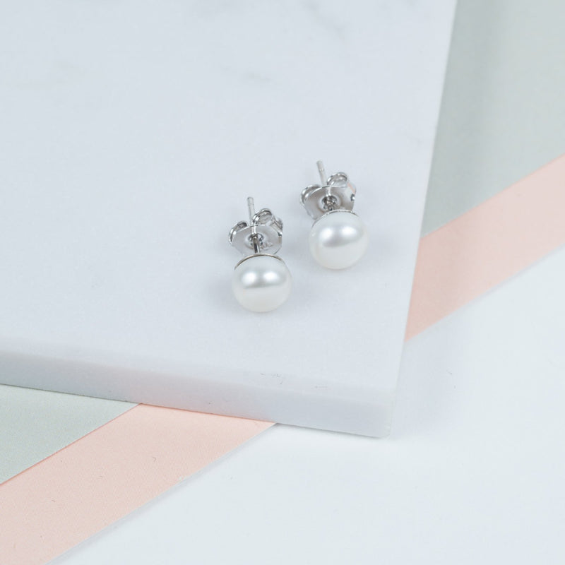 Seville White Freshwater Pearl Stud Earrings-Auree Jewellery