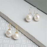 Triora Baroque White Pearl & Gold Vermeil Drop Earrings-Auree Jewellery