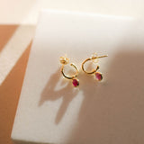 Hampton Ruby & Gold Vermeil Interchangeable Gemstone Earrings-Auree Jewellery