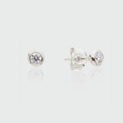 Hampton Sterling Silver & Cubic Zirconia Stud Earrings-Auree Jewellery