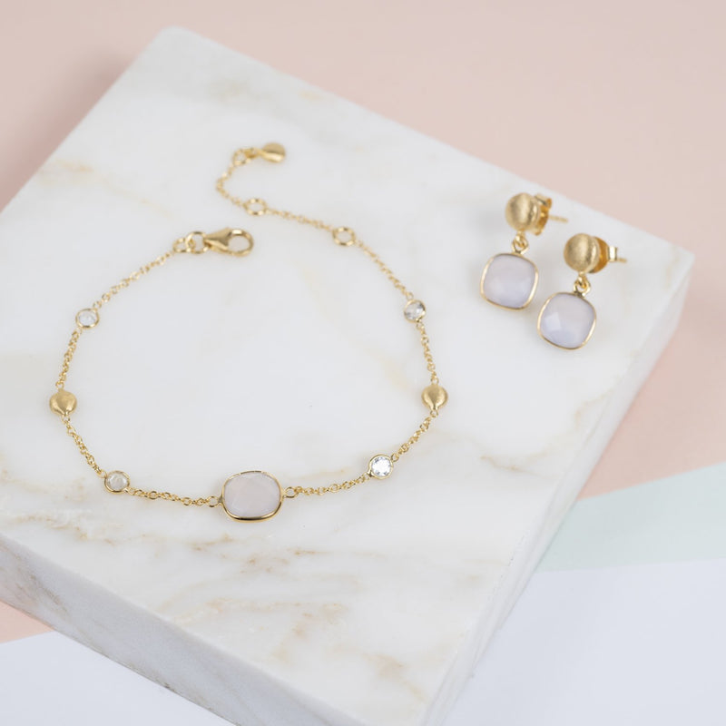 Iseo Pink Chalcedony & Gold Vermeil Jewellery Set