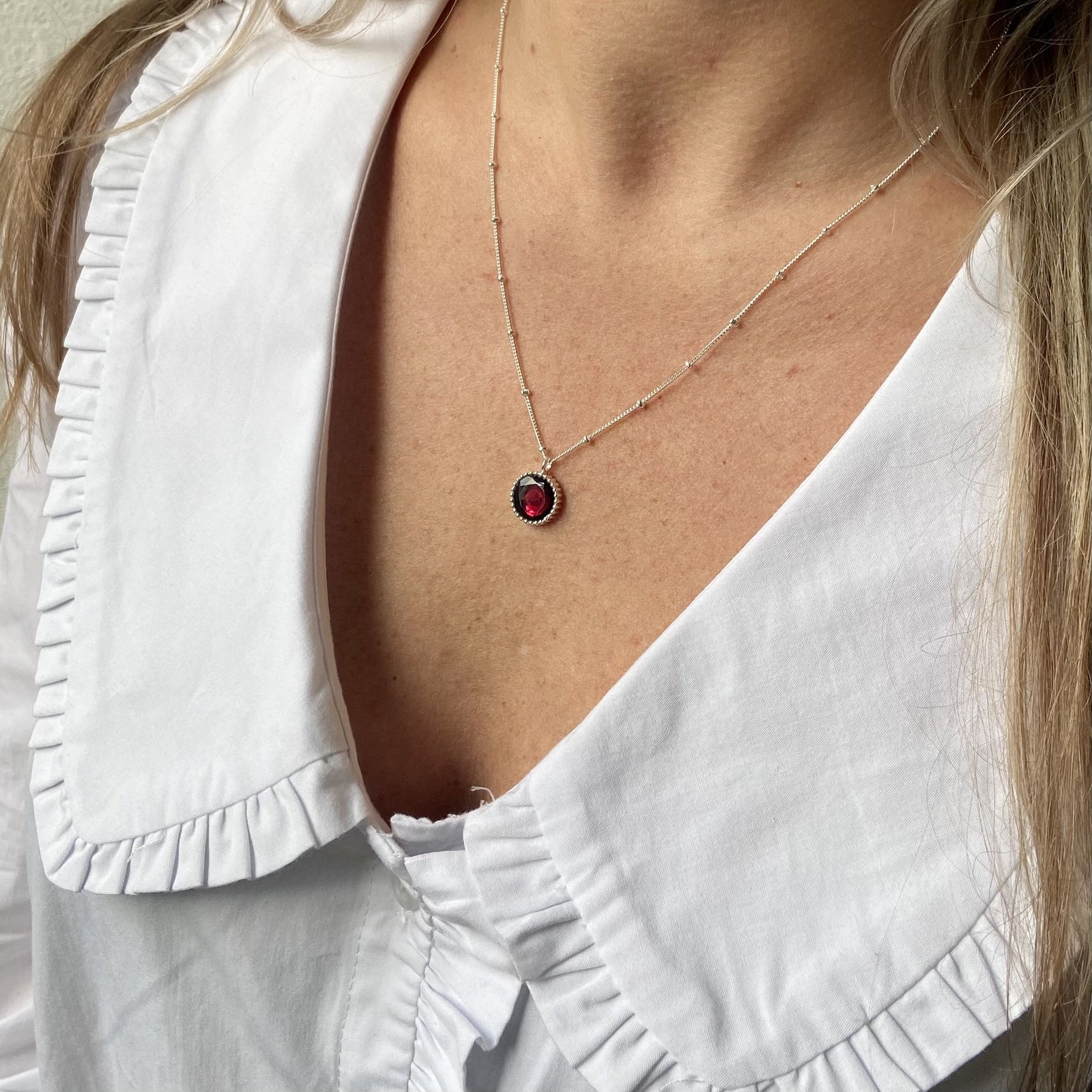 January Birthstone Garnet Sterling Silver Jewellery Set Auree