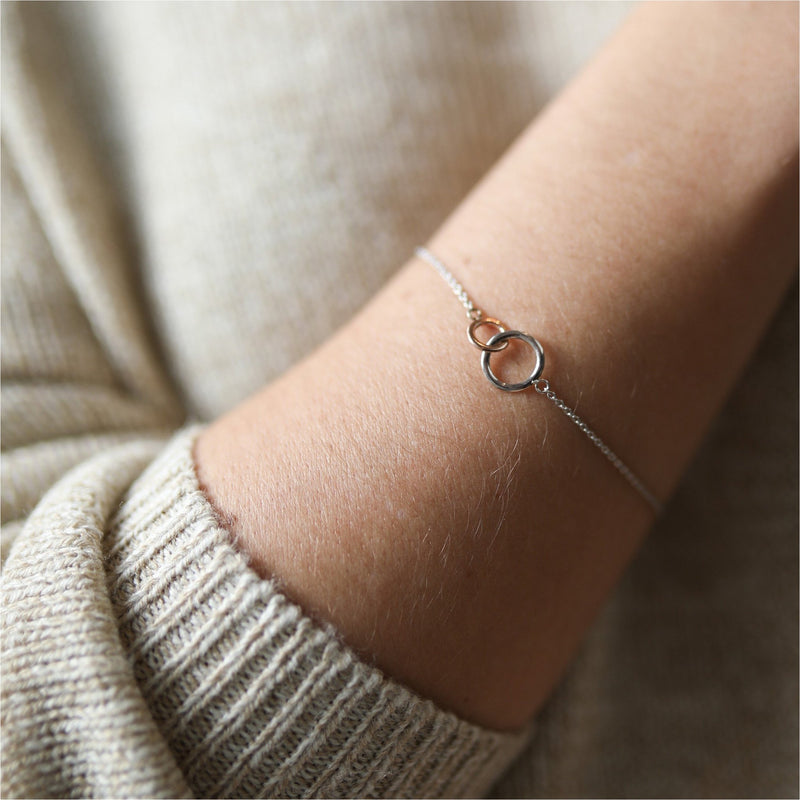 Kelso Sterling Silver & Yellow Gold Interlinking Rings Jewellery Set