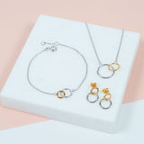 Kelso Sterling Silver & Yellow Gold Interlinking Rings Jewellery Set