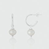 Manhattan Silver & Freshwater Pearl Interchangeable Hoop Earrings-Auree Jewellery