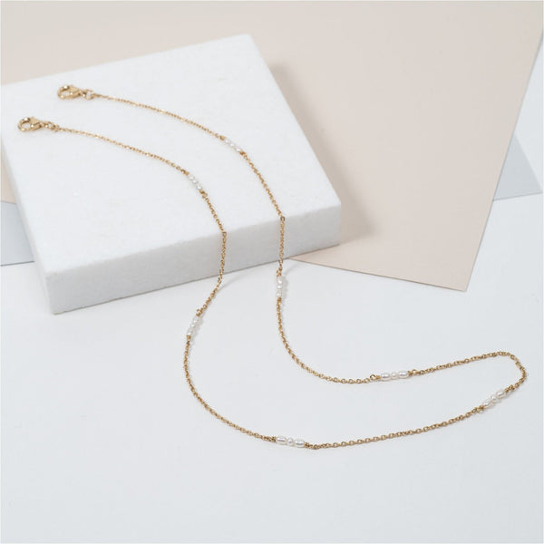 Mask Chain - Westminster Gold Vermeil & Rice Pearl Spiga Mask Chain