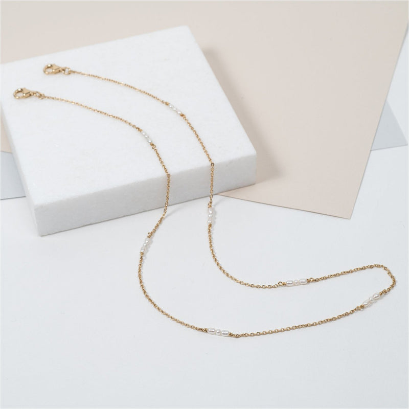 Mask Chain - Westminster Gold Vermeil & Rice Pearl Spiga Mask Chain