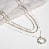 Layering Silver Cordoba and Chain Necklace Set-Auree Jewellery