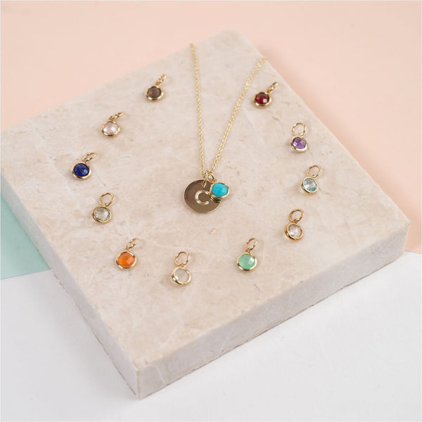 Bali 9ct Gold Birthstone Pendants-Auree Jewellery