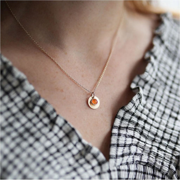 Bali 9ct Gold Carnelian July Birthstone Necklace-Auree Jewellery