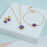 Barcelona February Birthstone Amethyst & Gold Vermeil Jewellery Set-Auree Jewellery