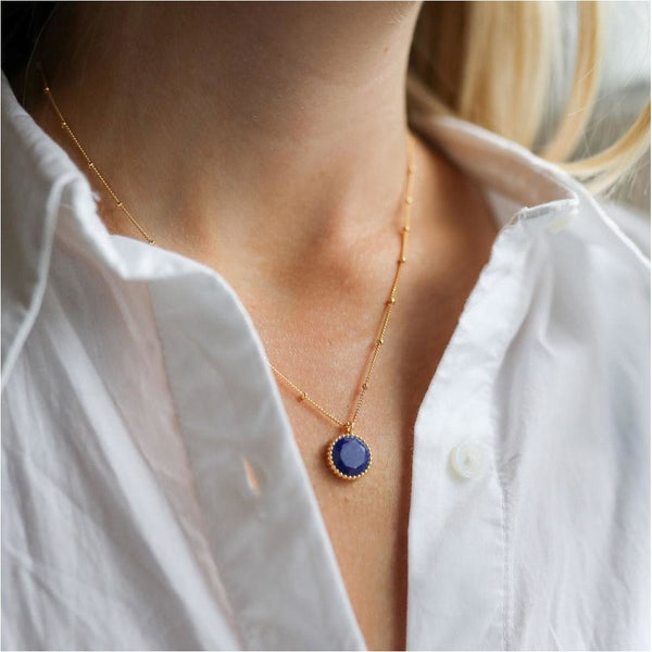 Barcelona September Lapis Lazuli Birthstone Necklace-Auree Jewellery