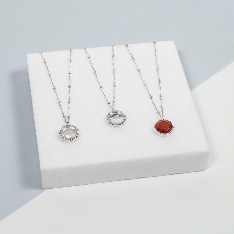 Barcelona Silver April Crystal Birthstone Necklace-Auree Jewellery