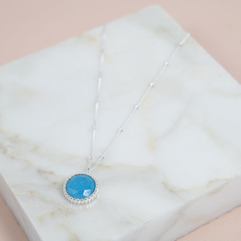 Barcelona Silver December Turquoise Birthstone Necklace