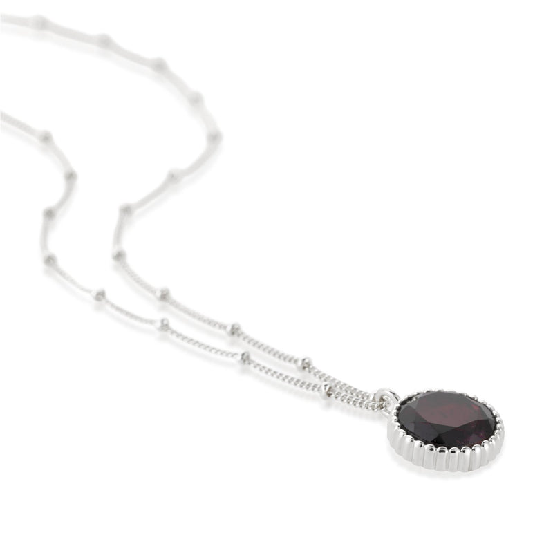 Barcelona Silver January Garnet Birthstone Necklace-Auree Jewellery