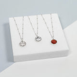 Barcelona Silver July Carnelian Birthstone Necklace-Auree Jewellery