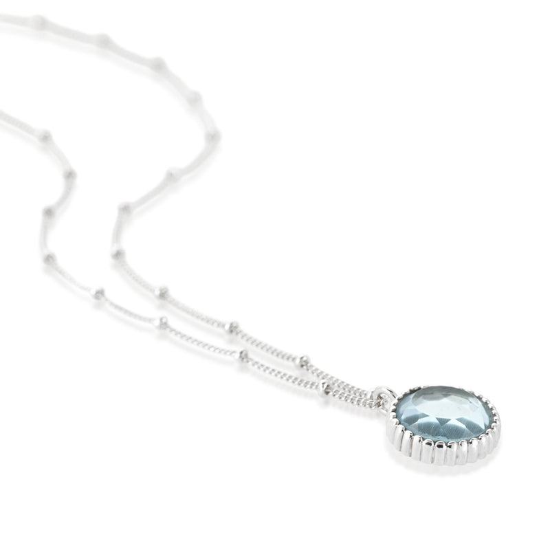 Barcelona Silver March Blue Topaz Birthstone Necklace-Auree Jewellery