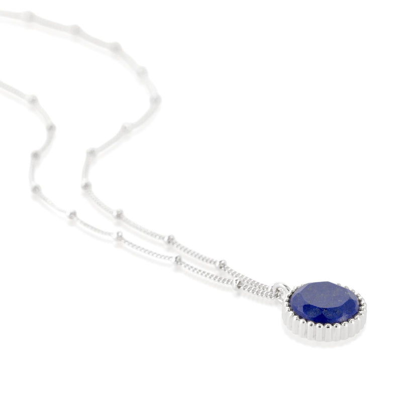 Barcelona Silver September Lapis Lazuli Birthstone Necklace-Auree Jewellery