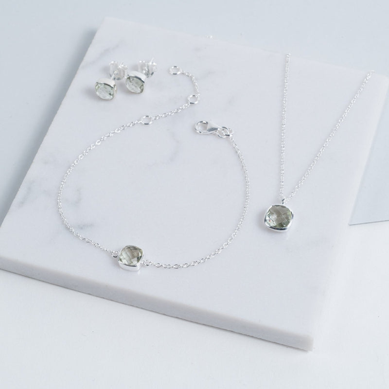 Brooklyn Green Amethyst & Sterling Silver Necklace-Auree Jewellery