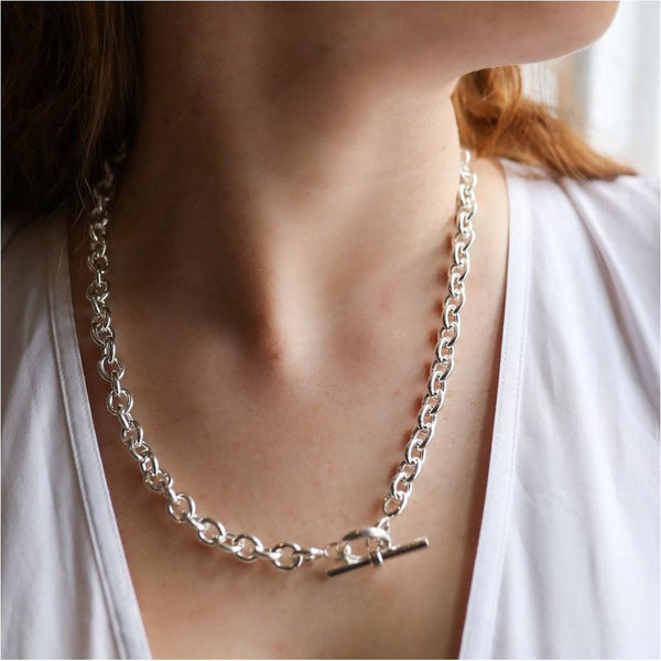 Carneby Sterling Silver T-Bar Necklace