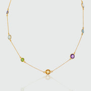 Chennai 18" 18ct Gold Vermeil & Multi Gemstone Necklace-Auree Jewellery