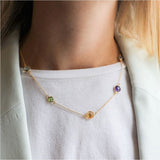 Chennai 18" 18ct Gold Vermeil & Multi Gemstone Necklace-Auree Jewellery