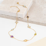 Chennai 18" 18ct Gold Vermeil & Multi Gemstone Necklace-Auree Jewellery