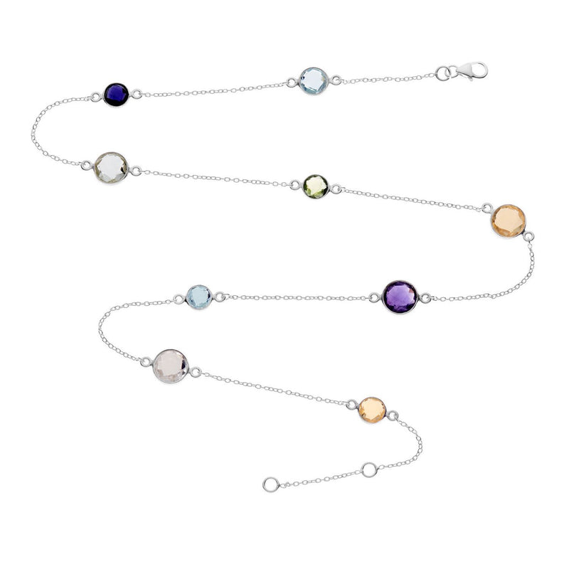 Chennai 18" Sterling Silver & Multi Gemstone Necklace-Auree Jewellery