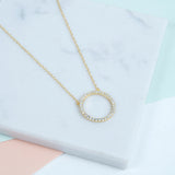 Chora Circle 18ct Yellow Gold Vermeil & Cubic Zirconia Necklace-Auree Jewellery