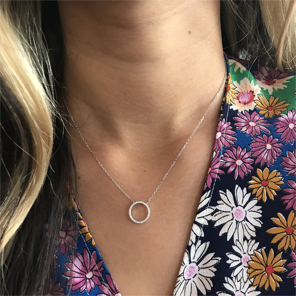 Necklaces & Pendants - Chora Mini Circle Sterling Silver & Cubic Zirconia Necklace