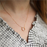 Chora Mini Circle Yellow Gold & Cubic Zirconia Necklace-Auree Jewellery