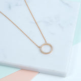 Chora Mini Circle Yellow Gold & Cubic Zirconia Necklace-Auree Jewellery