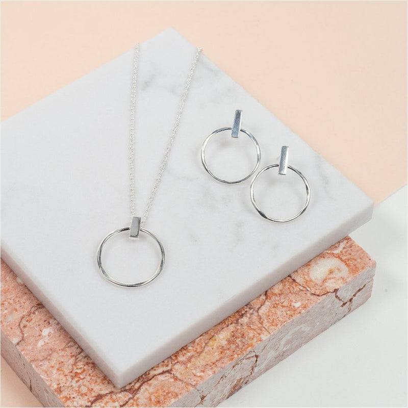 Necklaces & Pendants - Granada Sterling Silver Circle And Bar Necklace