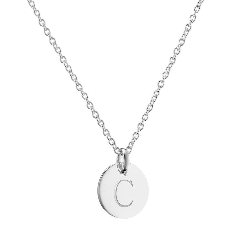 Hobury Silver Disc Engraved Initial Pendant-Auree Jewellery