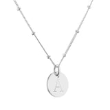 Hobury Silver Disc Engraved Initial Pendant (no chain)