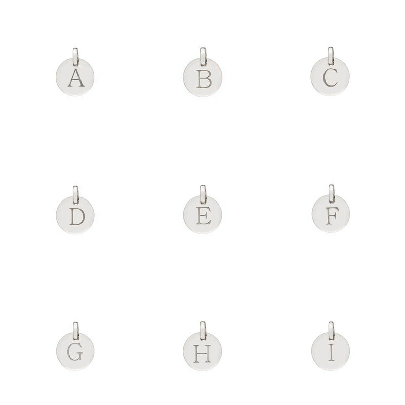 Hobury Silver Disc Engraved Initial Pendant (no chain)