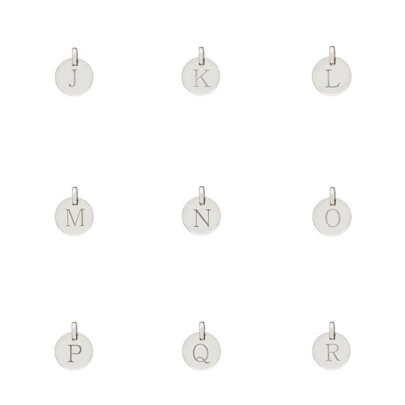Hobury Silver Disc Engraved Initial Pendant (no chain)